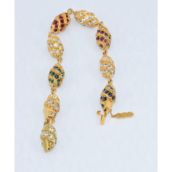 CAMROSE & KROSS JBK Jackie Kennedy Royal Egg Gold Tone/Rhinestone Bracelet - Picture 8 of 10